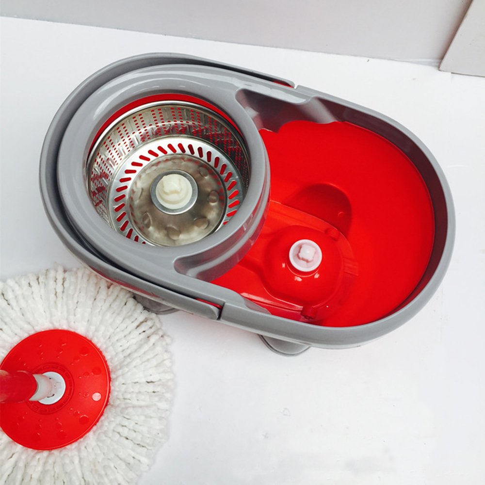 Magic Cleaning Free Hand Spin Mop Set Durable Plastic Head with Steel Pole Easy Operation Home Kitchen Floor Cleaner Packed Box