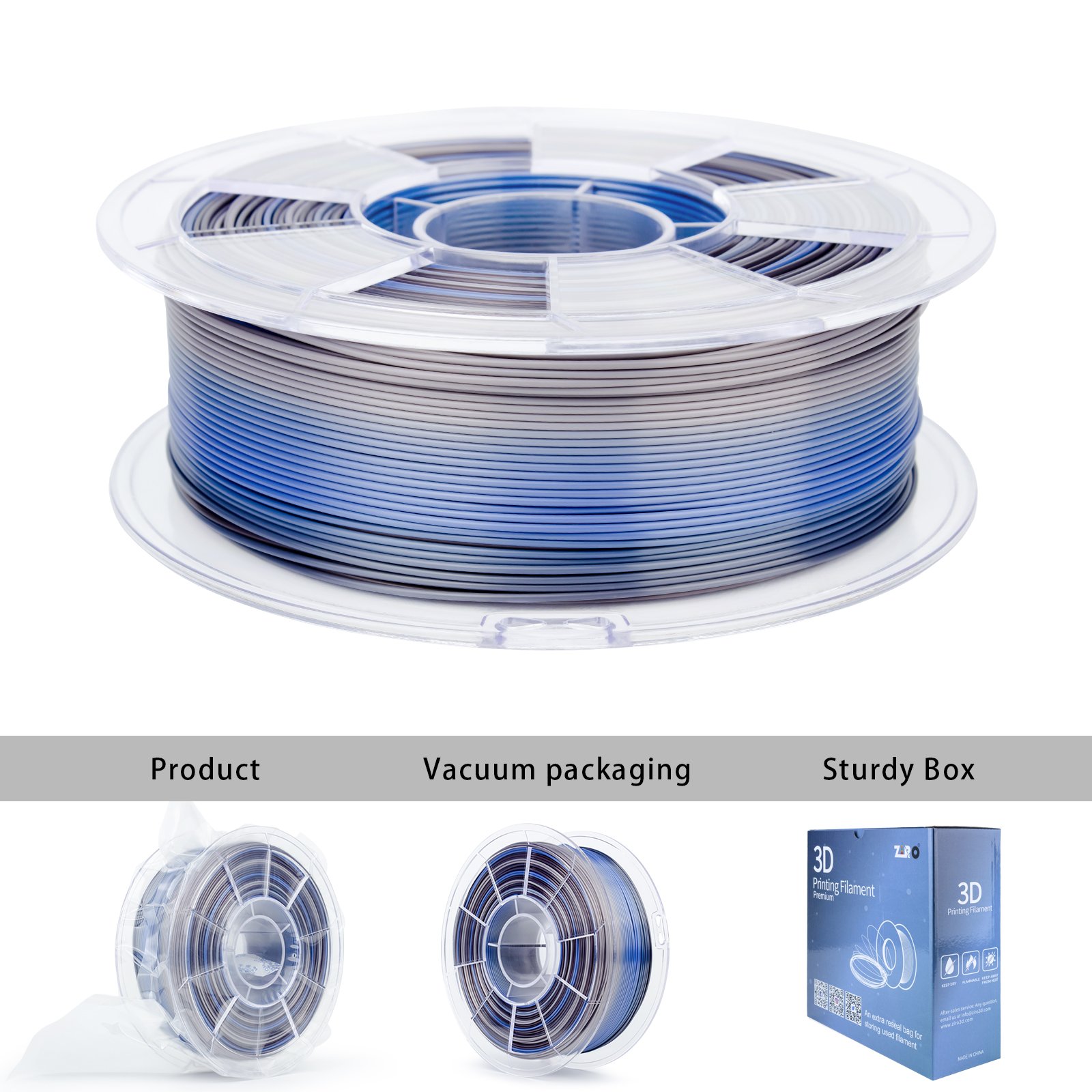 Wholesale 3 In 1 Tri Color Silk Pla 3d Filament 1kg/roll 1.75mm Magic Silk Pla 3d Printer Filament