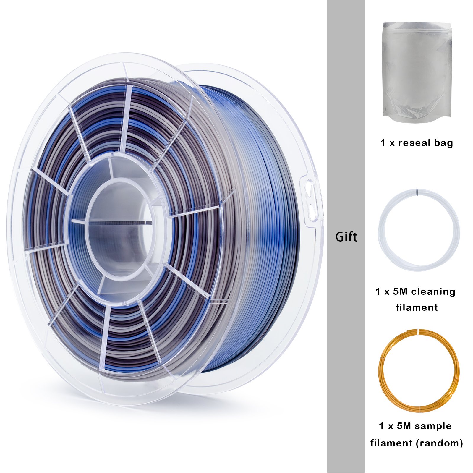 Wholesale 3 In 1 Tri Color Silk Pla 3d Filament 1kg/roll 1.75mm Magic Silk Pla 3d Printer Filament