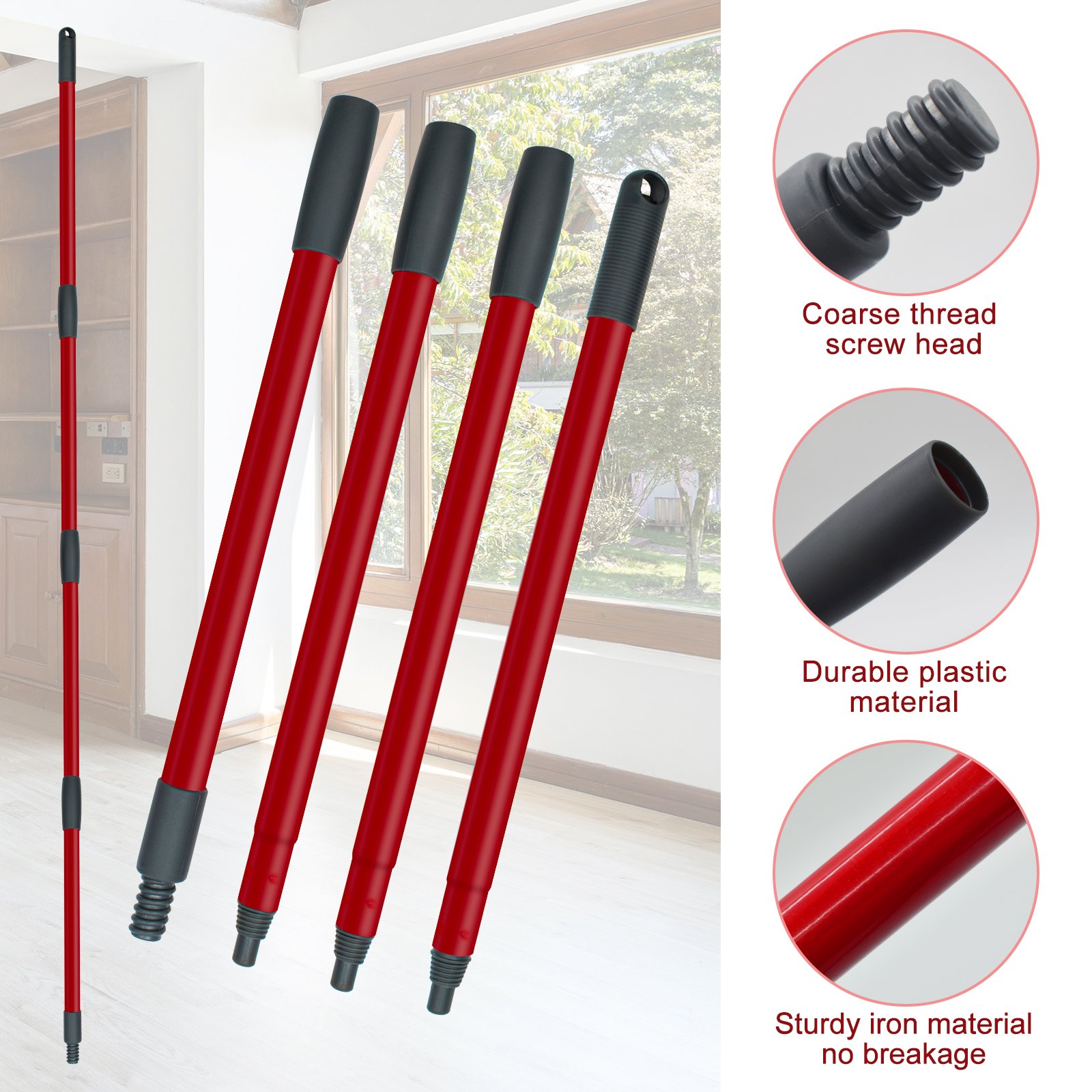 35inch to 59inch Stainless Steel Mop/Broom/Brush Replace Handle Compatible with O Cedar Spin Mop Head Refills