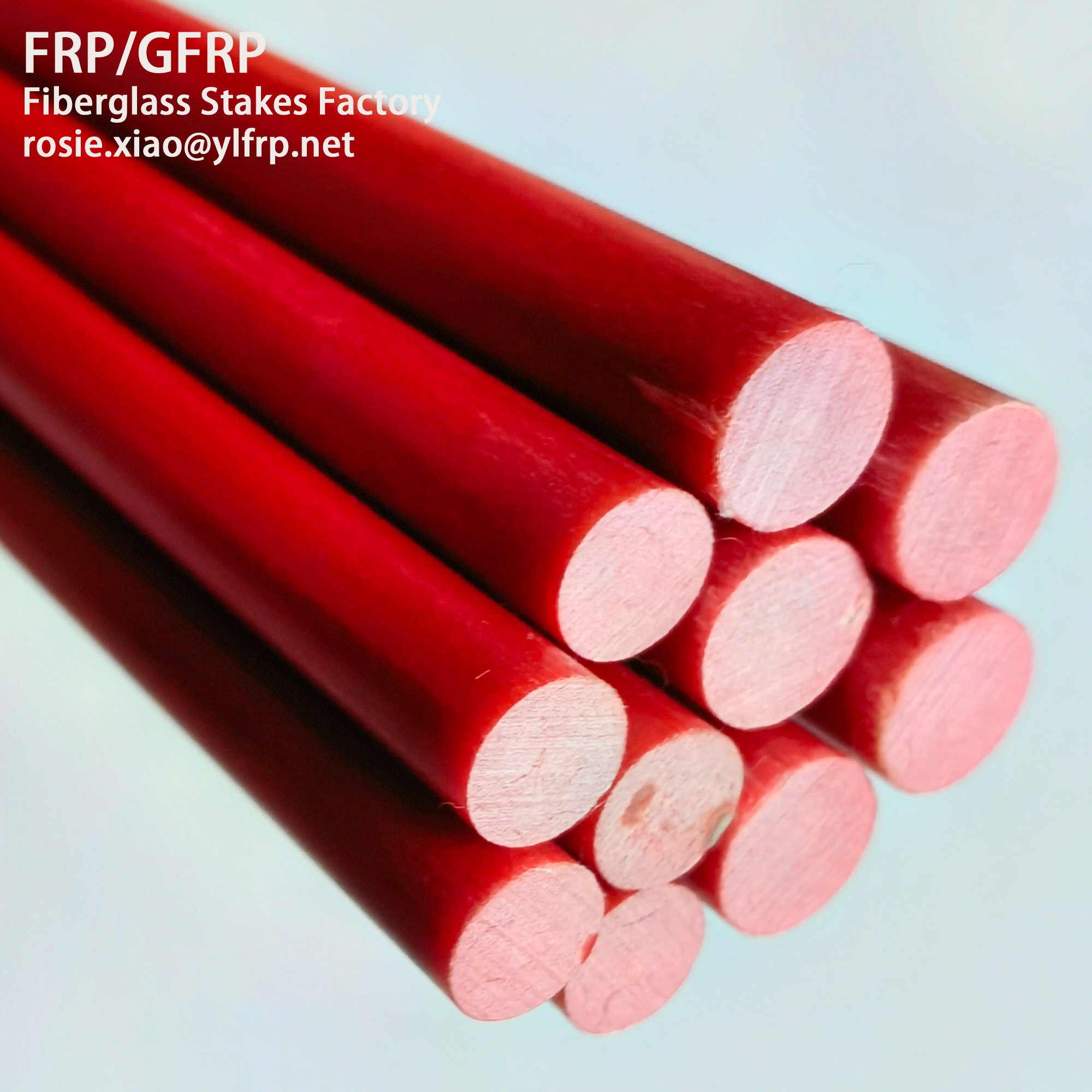 China 12.7MM Green white Color FRP Solid Fiberglass Rods for Apple Tree Nursery Stake