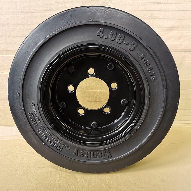 Wholesale durable solid tires rubber wheel 4.00 -8 rim 3.75 for GSE project airport cart