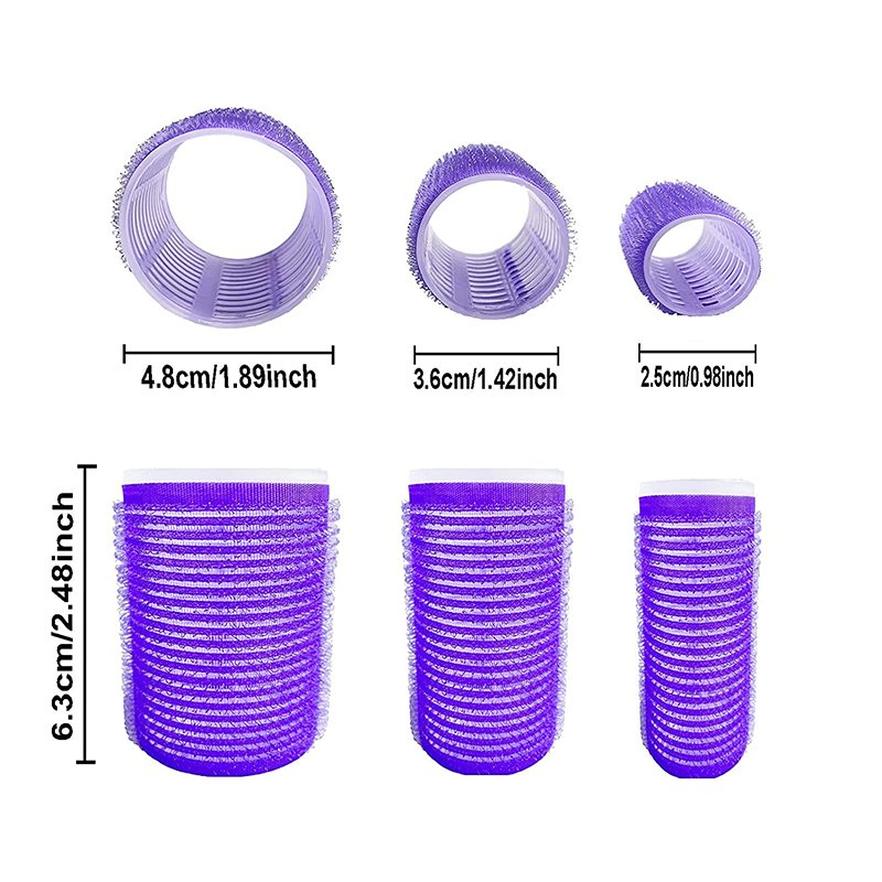 Factory Wholesale 3 Sizes No Heat Self Grip Hair Rollers Set 18pcs Plastic Nylon Hair Rollers with 12pcs Clips
