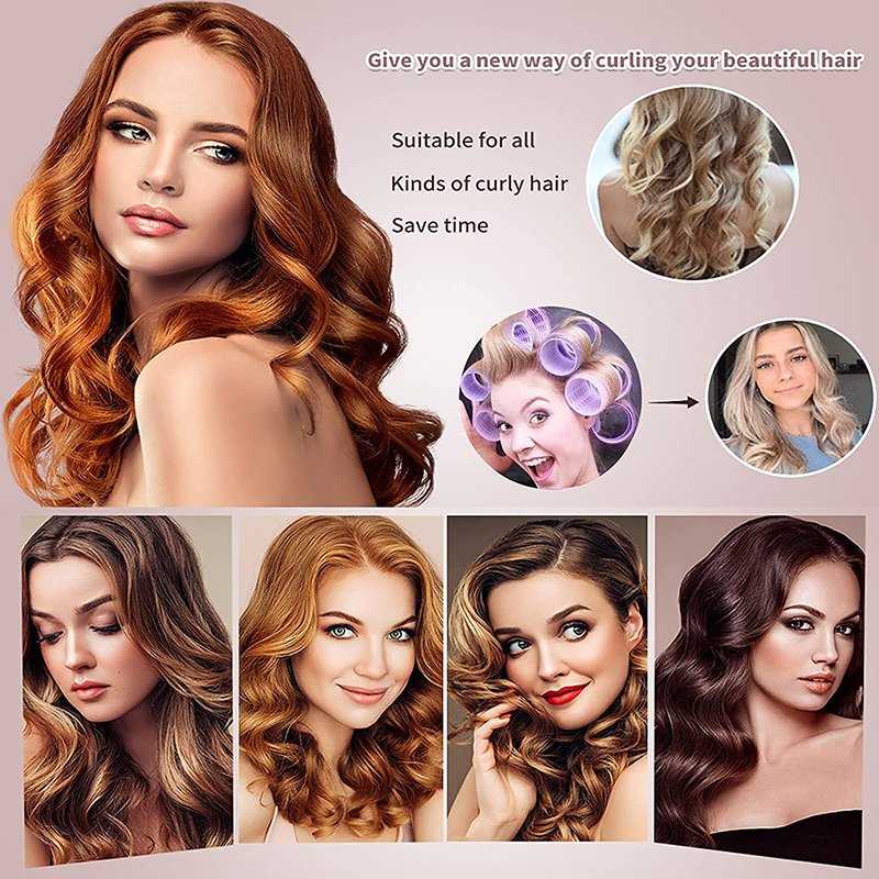 Factory Wholesale 3 Sizes No Heat Self Grip Hair Rollers Set 18pcs Plastic Nylon Hair Rollers with 12pcs Clips