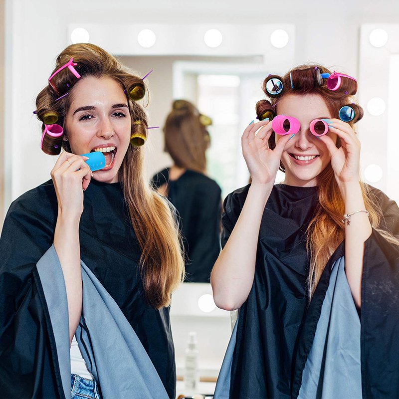 Multiple Sizes Smooth Magnetic Hair Rollers Set DIY Hairstyling Tools Plastic Hair Rollers Curlers with Clips and Hairnet