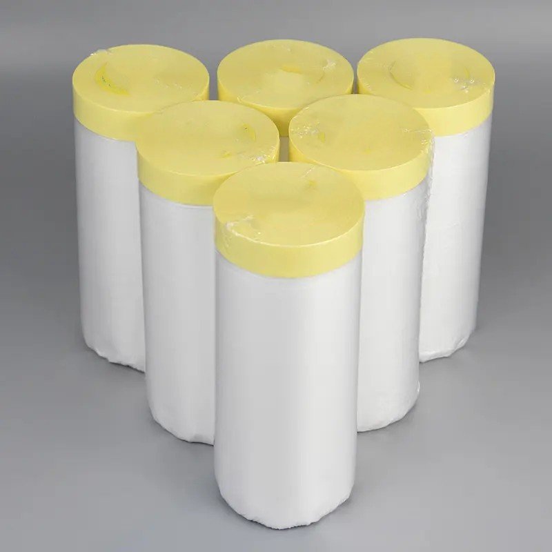 Pre-taped plastic automotive auto painting pre taped masking film with tape for car painting