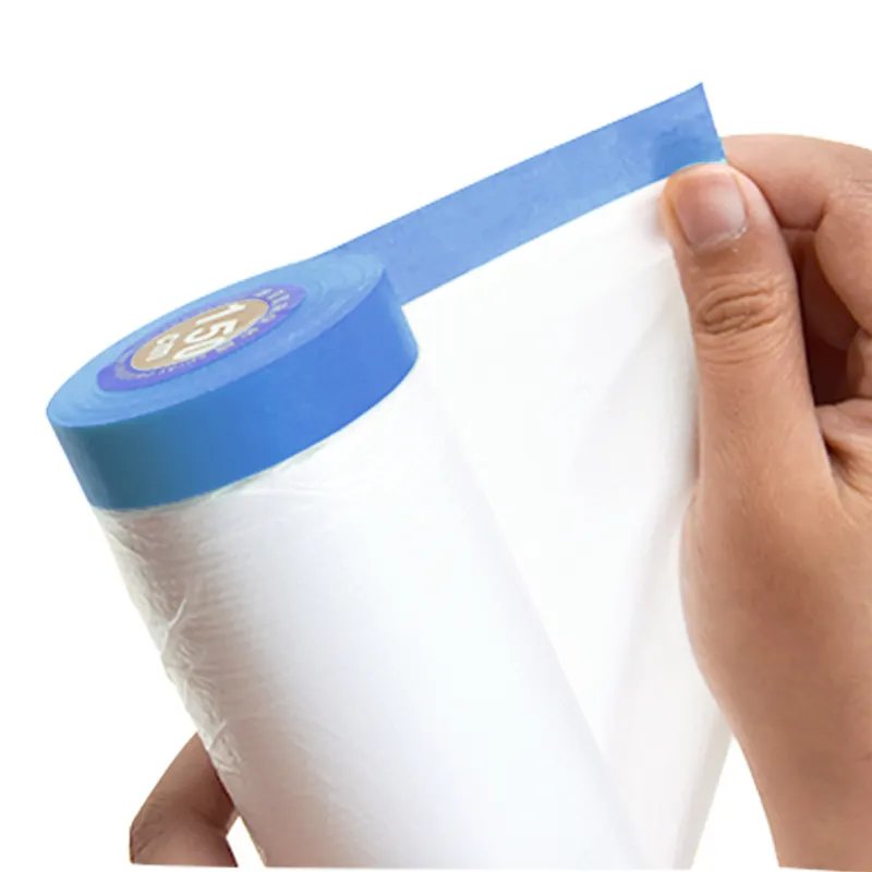 Pre-taped plastic automotive auto painting pre taped masking film with tape for car painting