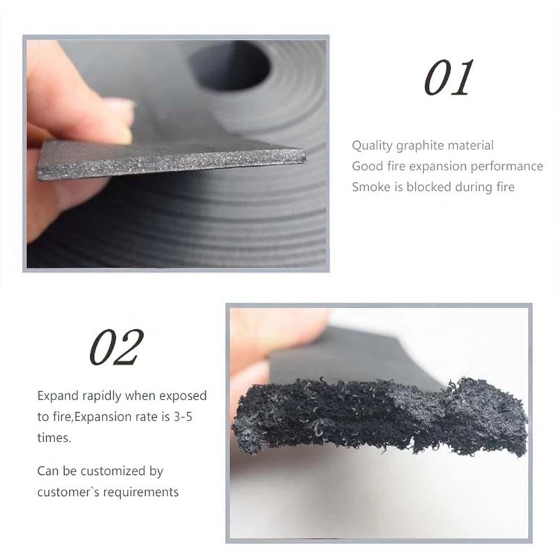 fire door expansion rubber gasket seal strip smoke barrier flame retardant self-adhesive intumescent sheet passive tape