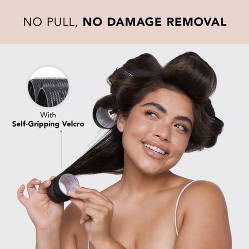 Wholesale Aluminum Thermal Nylon Hair Rollers Set Multiple Sizes Black Self Grip Hair Rollers for Long and Short Hair