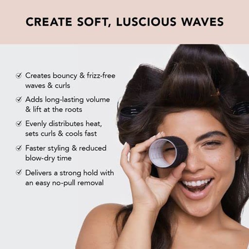 Wholesale Aluminum Thermal Nylon Hair Rollers Set Multiple Sizes Black Self Grip Hair Rollers for Long and Short Hair