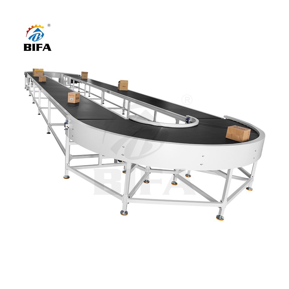BIFA Oval Curve Turning U C Type Shape curva maquina transportadora transfer Circular Belt Radius Conveyor