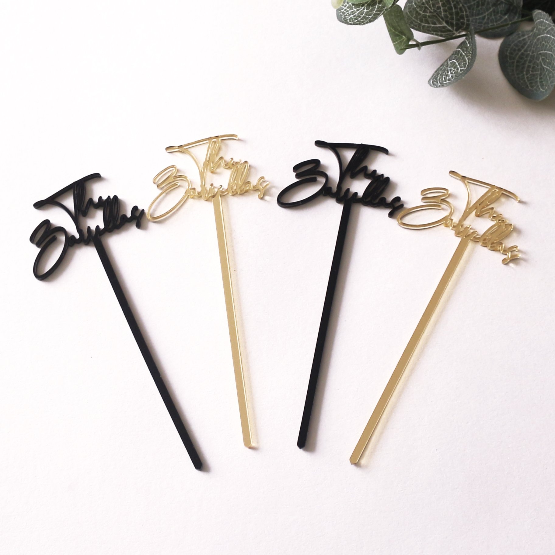 Wholesale Hand drink party event wine bar coffee cocktail gold mirror acrylic plastic stirring rods with customized logo