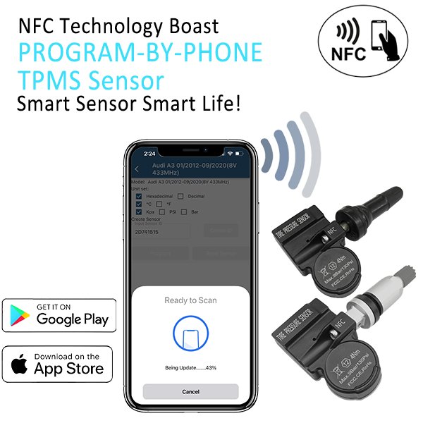 Universal NFC new generation TPMS sensor program by free App and tool