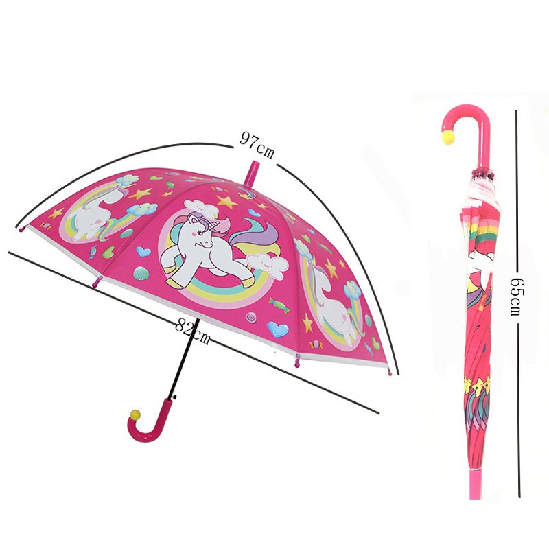 Anime Unicorn Kids Umbrella for Girl Boy Long Handle Semi Automatic Transparent Cute Female Children Umbrellas Children's Gift