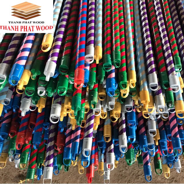 Hot Sale from Vietnam Best Price Hard Wood and Plastic Head Dustpan Mop Indian Broom Handle with PVC Coating