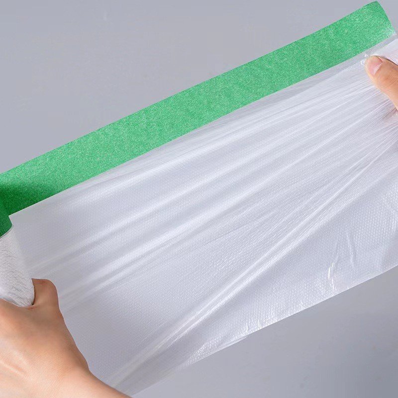 Adhesive Drop Automotive Furniture Protection Floor Covering Cloth DIY Painting Protector Paint Pre-Taped Masking Plastic Film