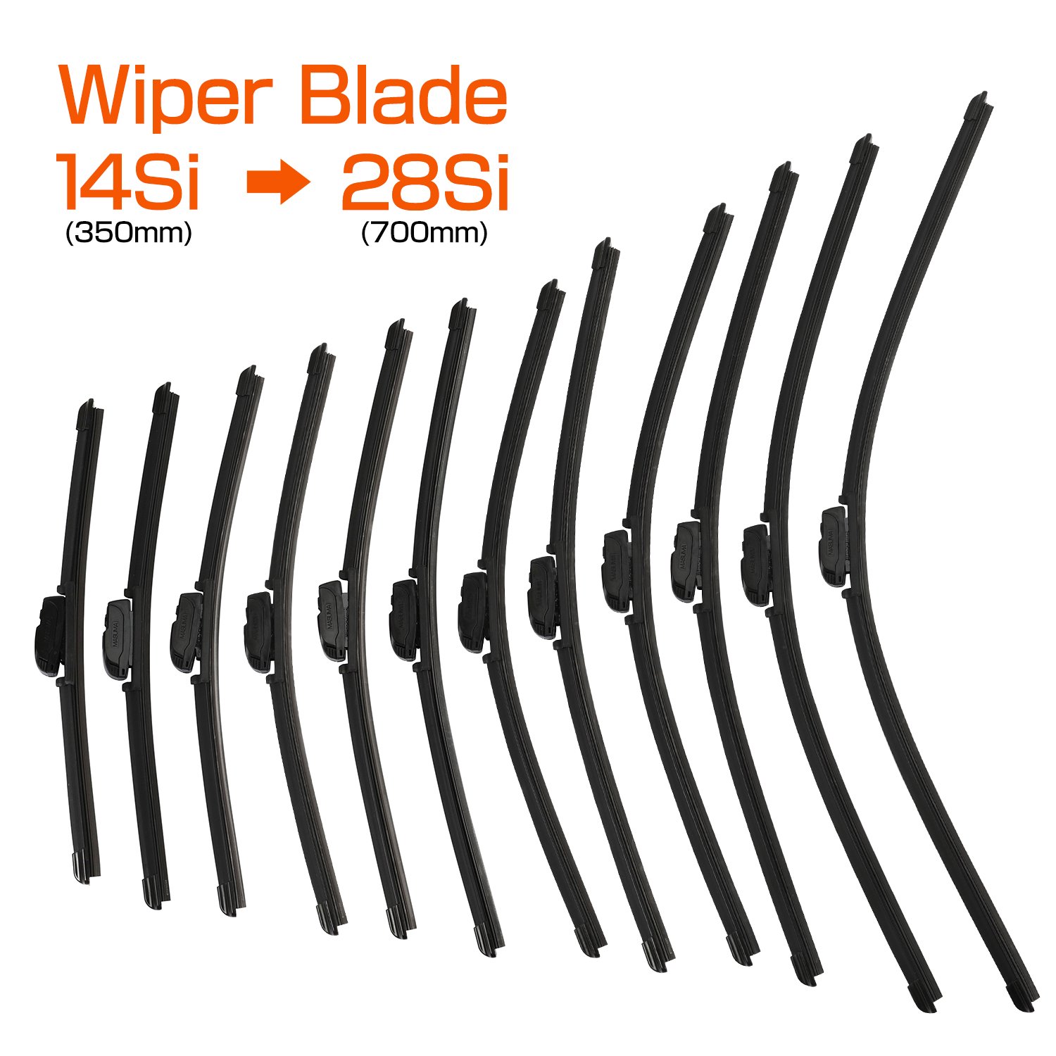 Mu-024si MASUMA Universal U Hook Front Flat Wiper Rubber Windscreen Wipers Natural 24 Inch Japanese Car General Products