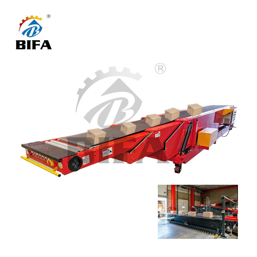 Bifa Automatic Loading Unloading mobile on motorized wheels Telescopic Belt Conveyor