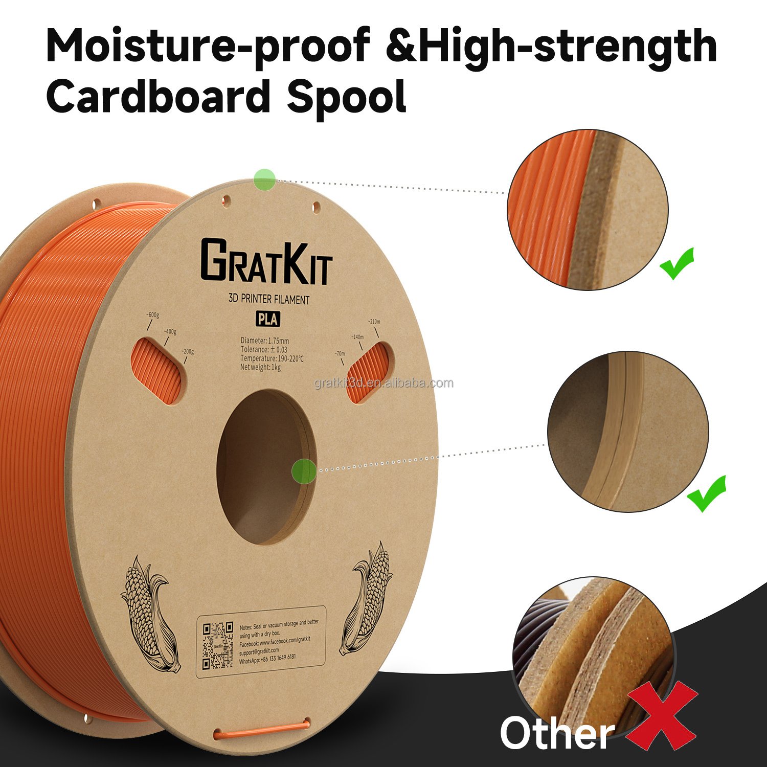 Gratkit Eco-Friendly pla petg filament 1.75mm 1kg plastic rods for 3d printing