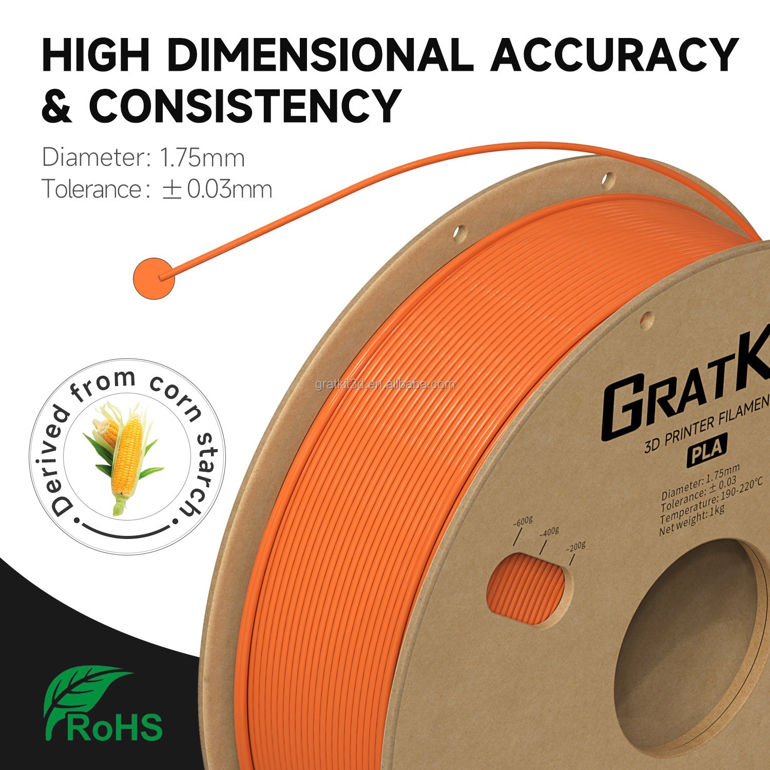 Gratkit Eco-Friendly pla petg filament 1.75mm 1kg plastic rods for 3d printing