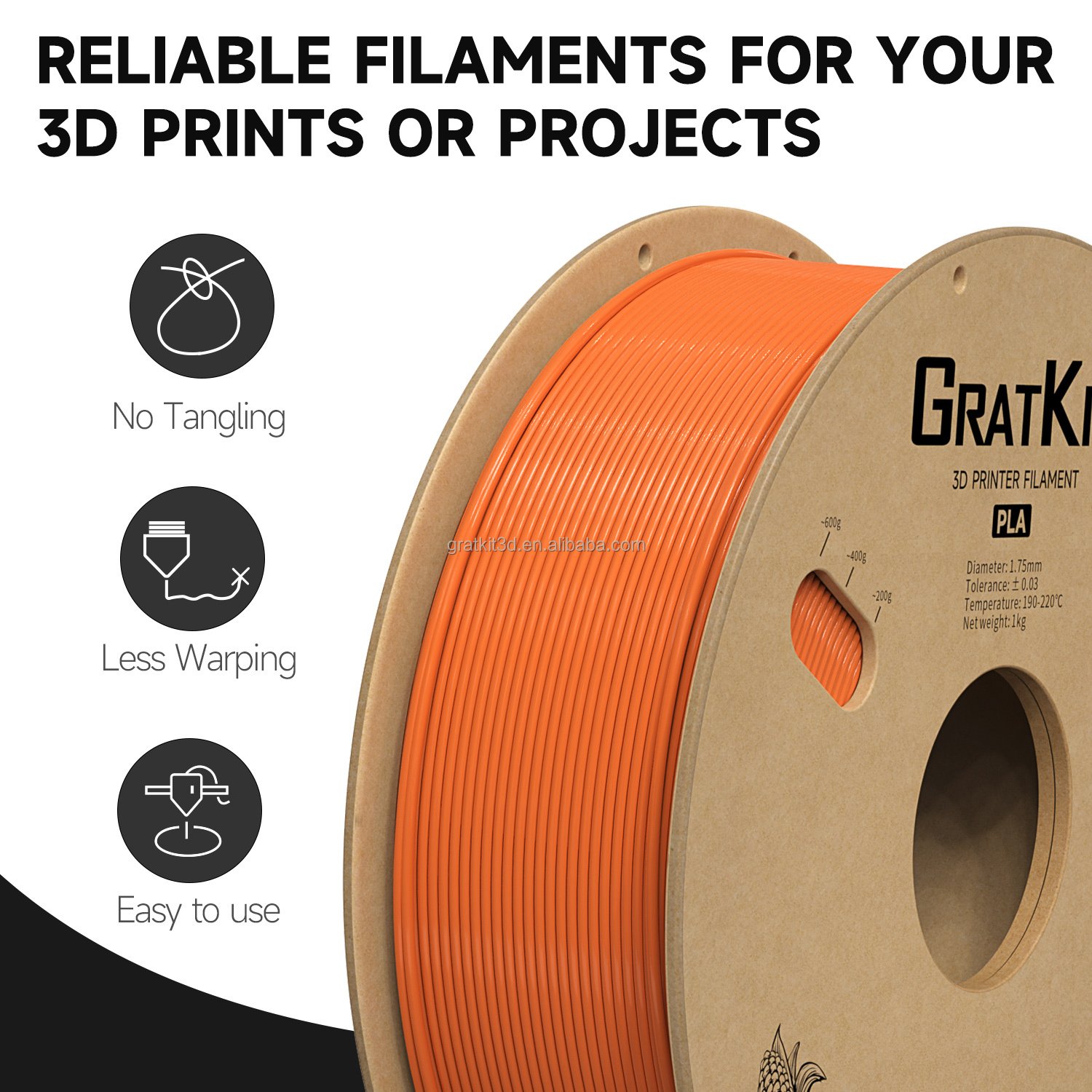 Gratkit Eco-Friendly pla petg filament 1.75mm 1kg plastic rods for 3d printing