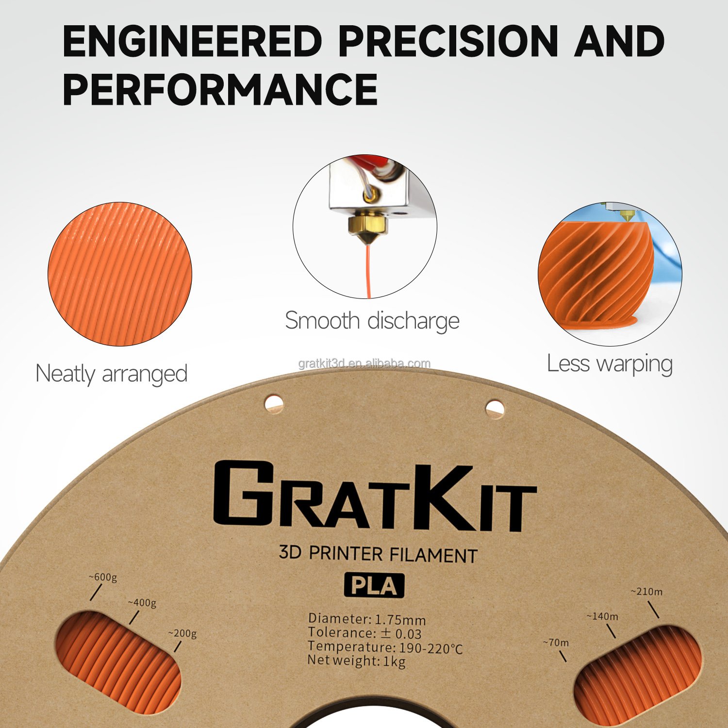 Gratkit Eco-Friendly pla petg filament 1.75mm 1kg plastic rods for 3d printing