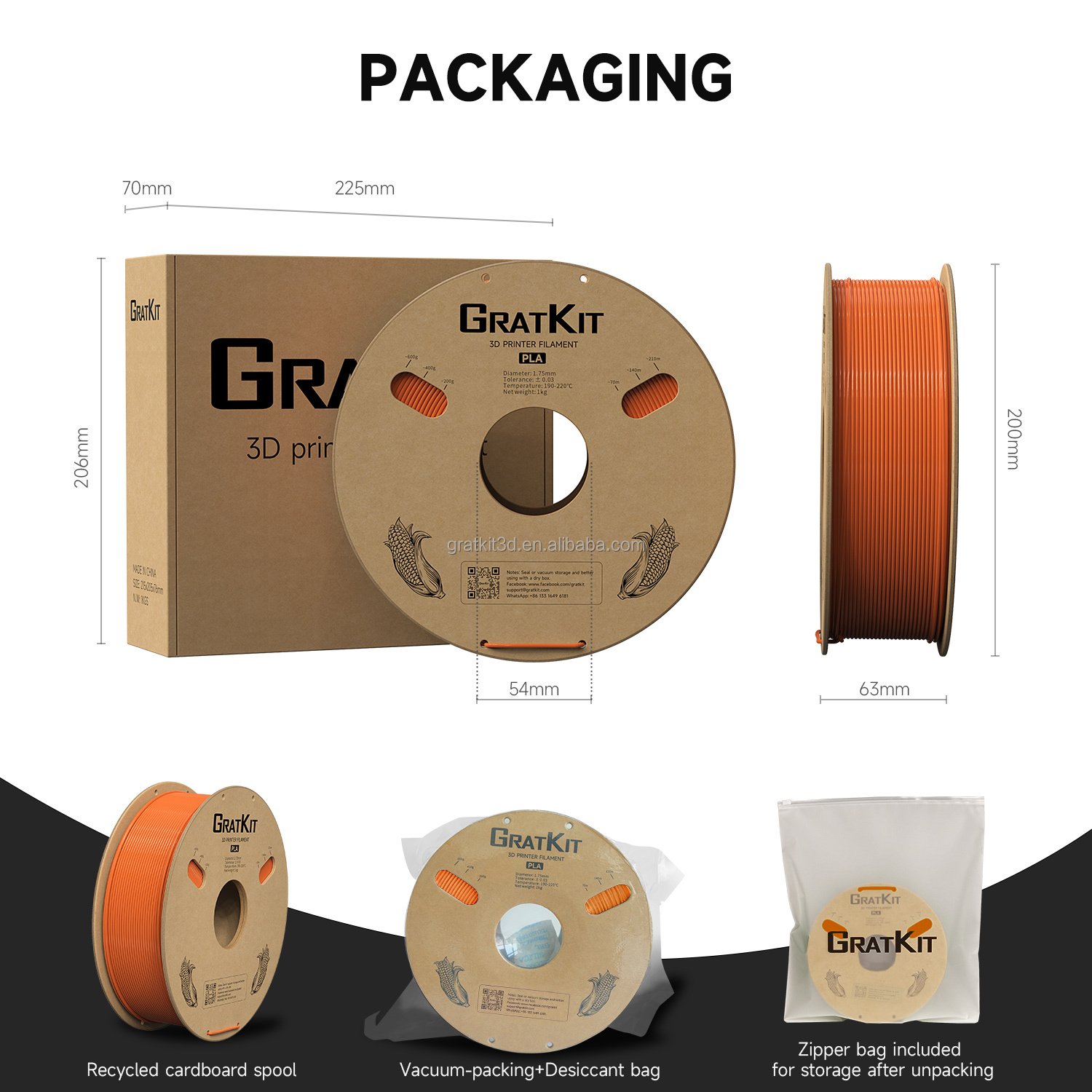 Gratkit Eco-Friendly pla petg filament 1.75mm 1kg plastic rods for 3d printing