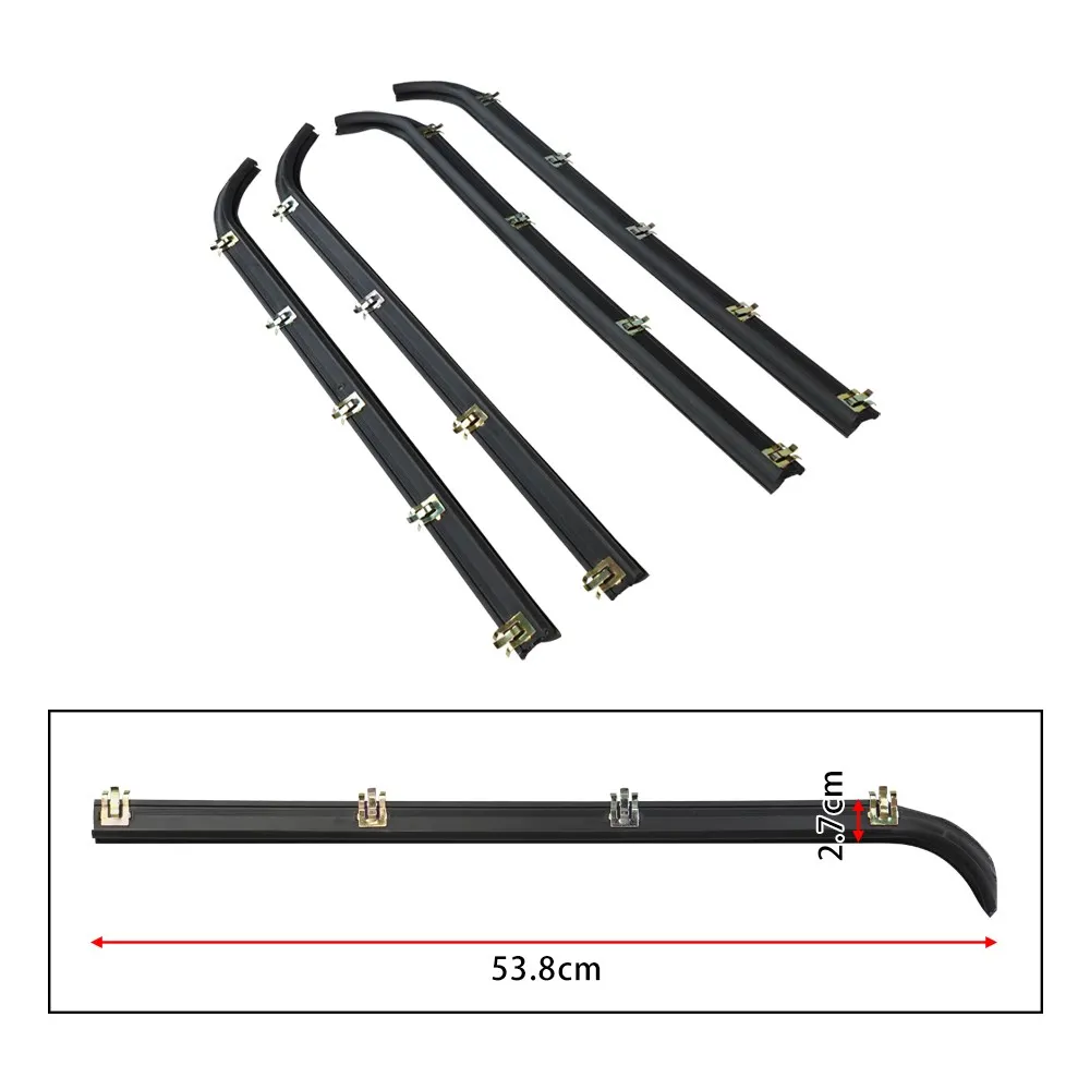 Front & Rear Door Window Belt Weatherstrip for for Ford Bronco F150 F250 F350 1987-1996 E7TZ1521452A E7TZ1521453A
