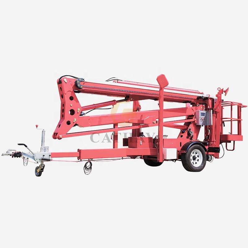 CE approved aerial working towable boom industrial indoor outdoor manlift platforms