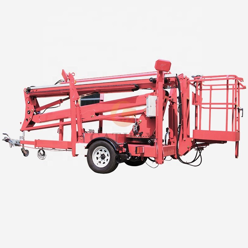 CE approved aerial working towable boom industrial indoor outdoor manlift platforms