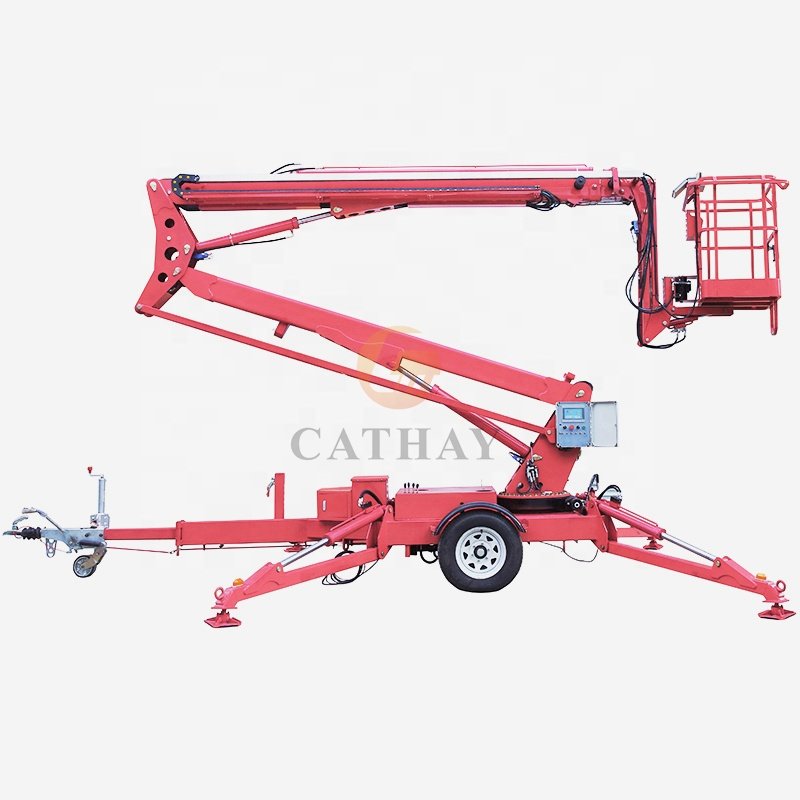 CE approved aerial working towable boom industrial indoor outdoor manlift platforms