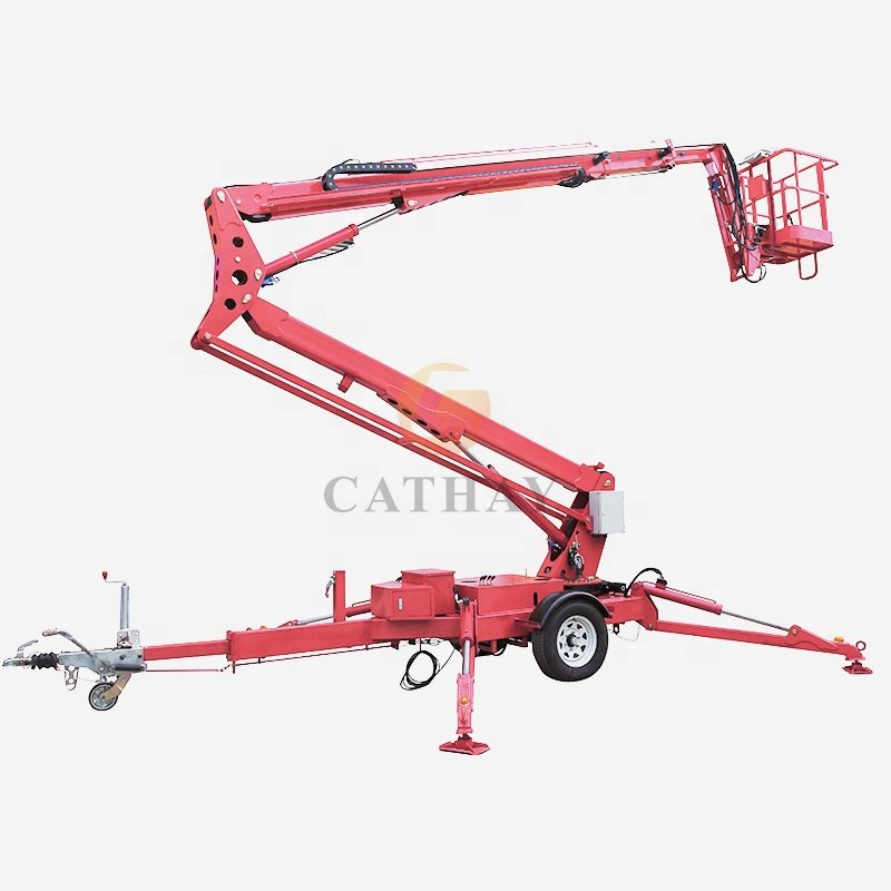 CE approved aerial working towable boom industrial indoor outdoor manlift platforms