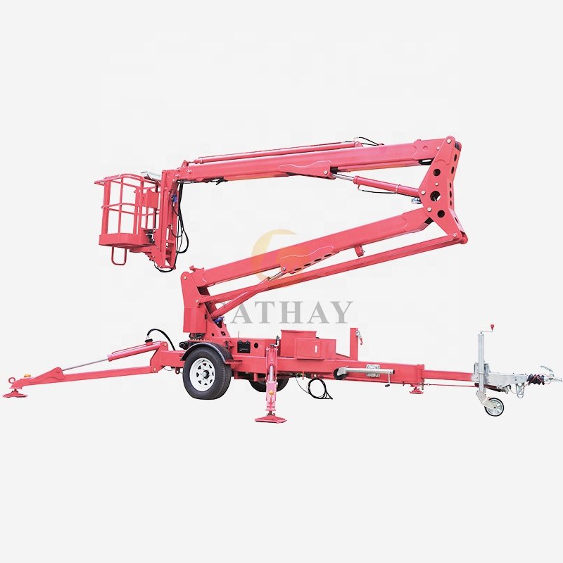 CE approved aerial working towable boom industrial indoor outdoor manlift platforms
