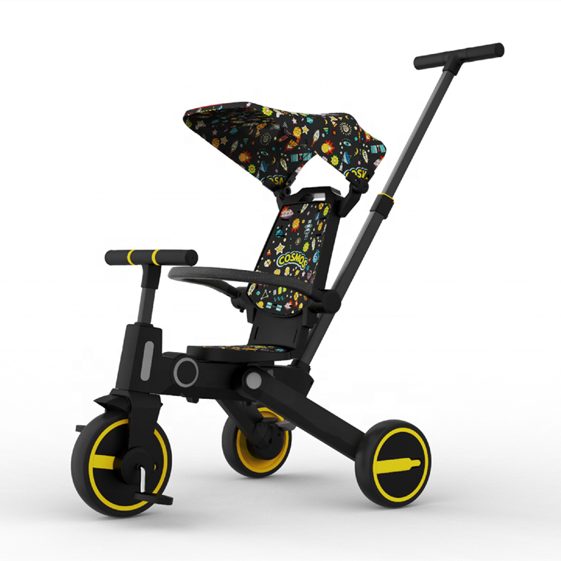 CHINA BEST SELLING ALUMINUM ALLOY PP ABS PLASTIC OXFORD CLOTH FOLDING CHILDREN TRICYCLE WITH PARENT PUSH ROD