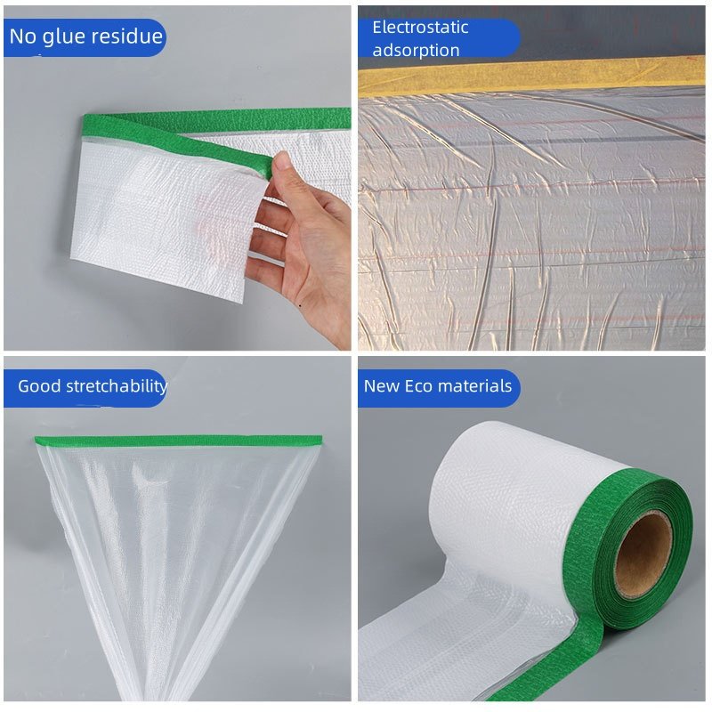 YOUJIANG Green Taped Protective Anti Outdoor Paper Pre Adhesive Tape Masking Film for Outdoor Use