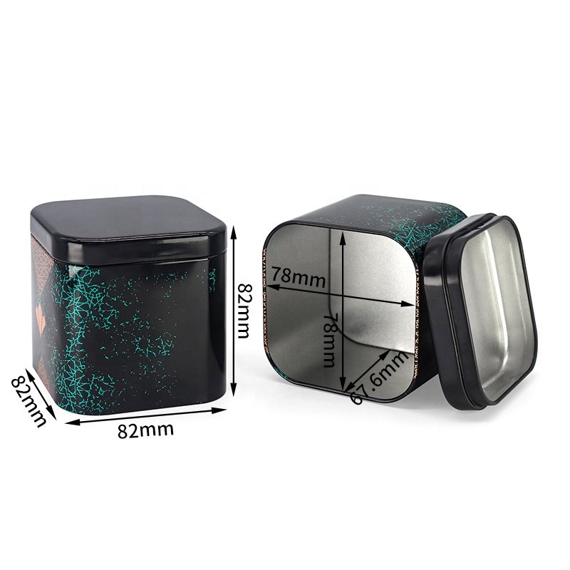 Luxury Food Grade Tea Packaging Metal Tin Can Box Square Tea Container Tin Golden Candle Candy Jar Tin Can