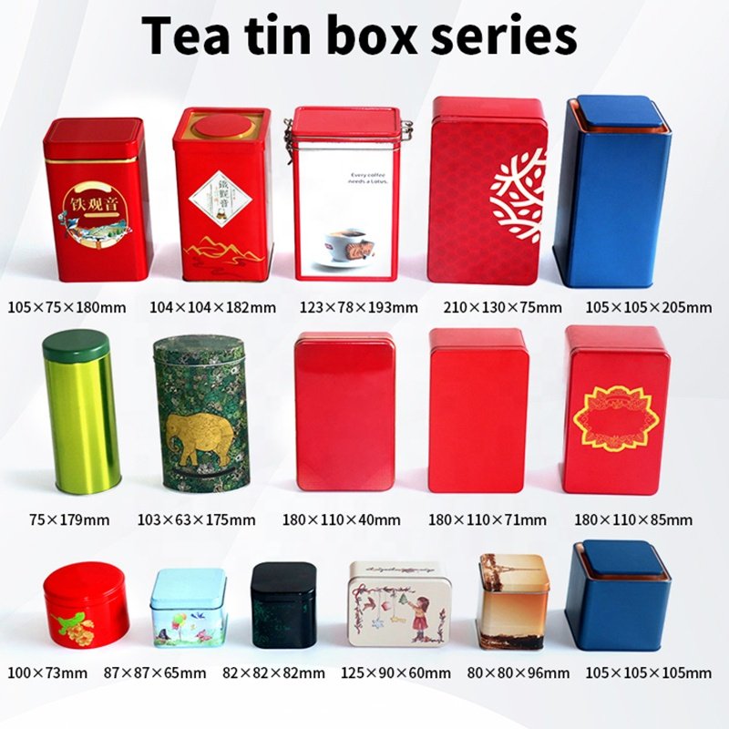 Luxury Food Grade Tea Packaging Metal Tin Can Box Square Tea Container Tin Golden Candle Candy Jar Tin Can