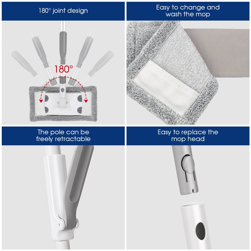 Masthome 2020's newly design Microfiber Spin Flat Telescopic Mop for housework