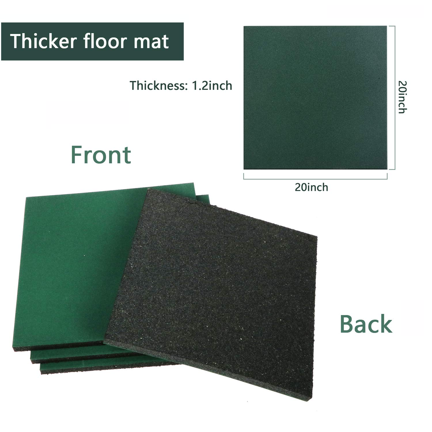 Eco-Sport Interlocking Tiles Heavy Duty Rubber Tile Green Non-Slip Flooring Mat for Playground Park Gym Indoor and Outdoor