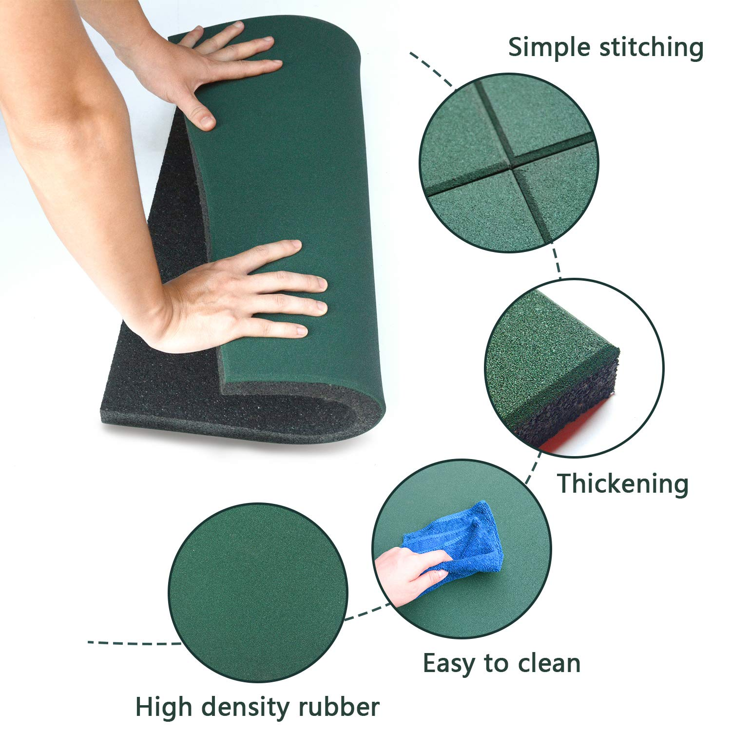 Eco-Sport Interlocking Tiles Heavy Duty Rubber Tile Green Non-Slip Flooring Mat for Playground Park Gym Indoor and Outdoor