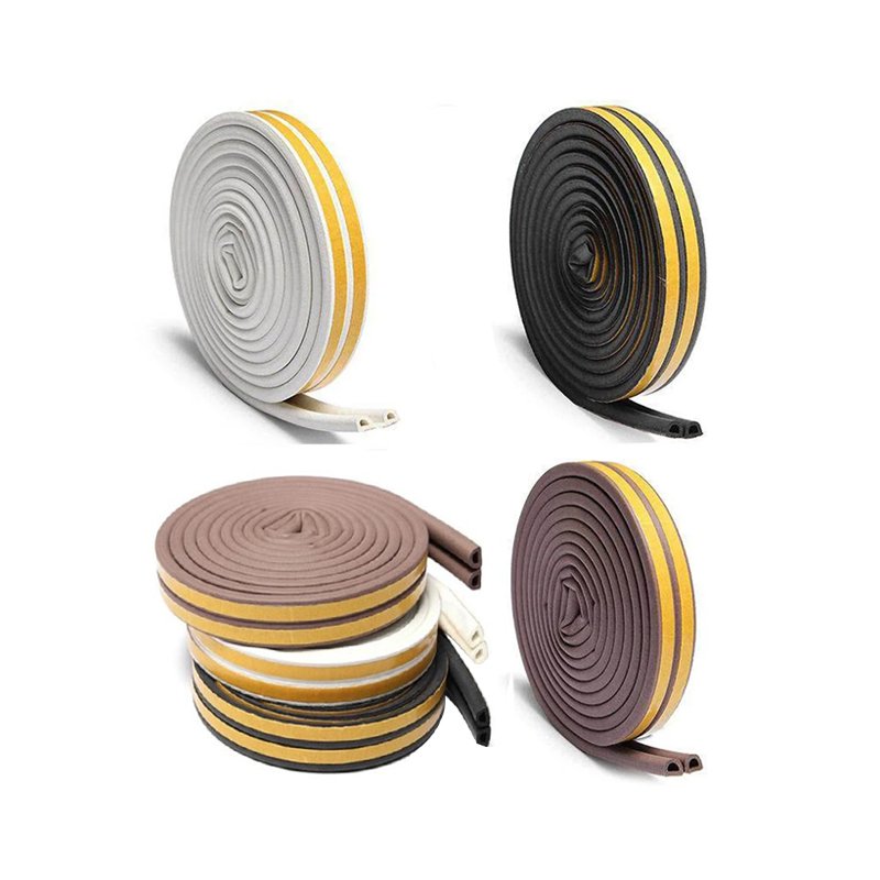 Self-adhesive rubber D shape door weather seal strip durable d-shaped black white brown window sealing strip