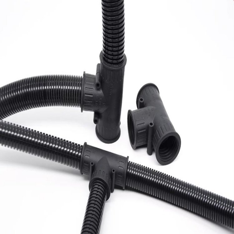 Conduit External Hinged T Fitting Pieces Wire Loom Reducing Connector Openable Convoluted Tubing