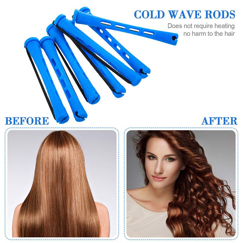 24 Pcs Hair Perm Rods with Rat Tail Comb Custom Size Plastic Cold Wave Rods DIY Hair Rollers Set