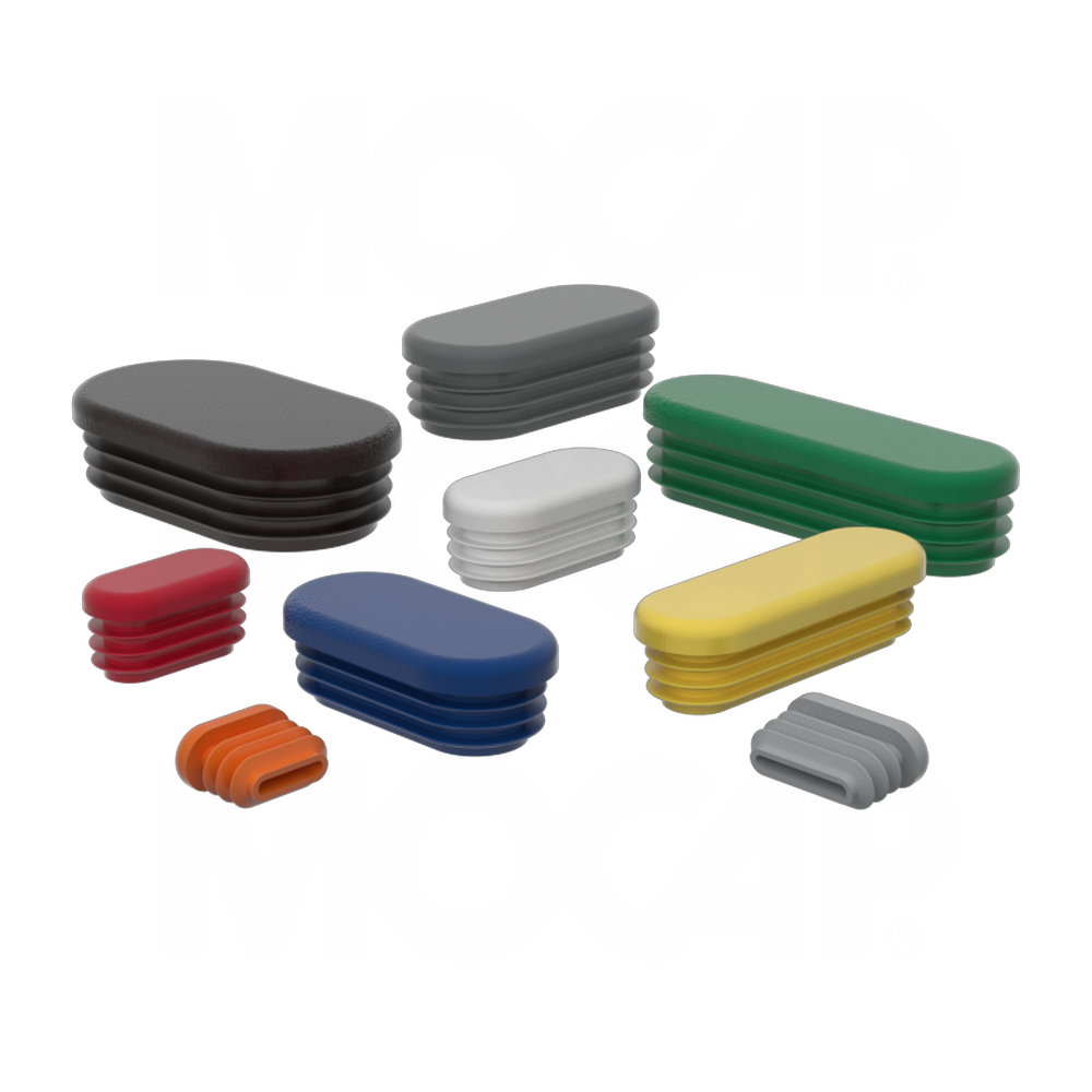 Flat Sided Oval Black Capped Ribbed Insert Blanking End Caps Tube Bung Rubber Oval Hole Plugs