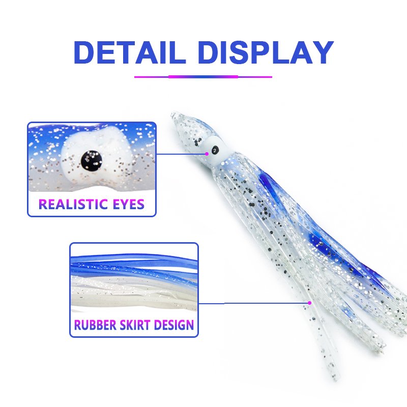 THORFORCE luminous octopus squid lure trolling skirt fishing glowing glow hoochie octopus soft lure