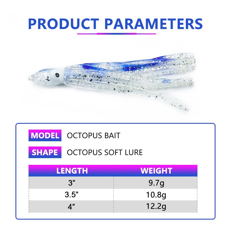 THORFORCE luminous octopus squid lure trolling skirt fishing glowing glow hoochie octopus soft lure