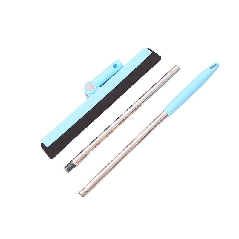Long Handle Floor Wiper Window Mirror Cleaning Wiper Floor Scraper Floor Squeegee with Telescopic Rod and Removable Brush Head