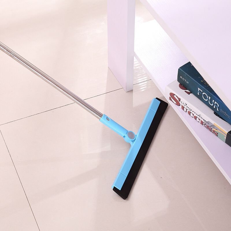 Long Handle Floor Wiper Window Mirror Cleaning Wiper Floor Scraper Floor Squeegee with Telescopic Rod and Removable Brush Head