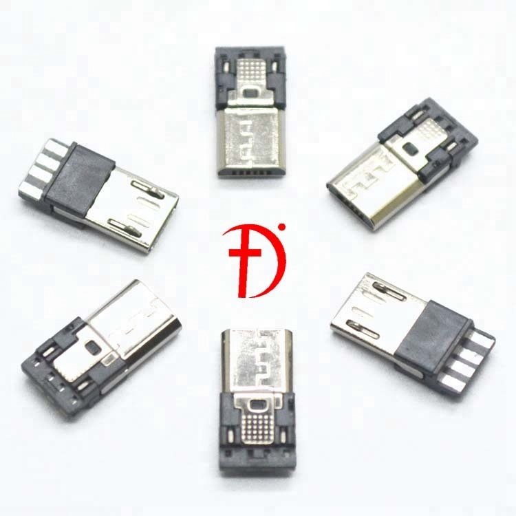 Custom Supplier USB Micro 5 Pin 0male Adapter Convert Connector Mini USB Plug For Charging Data Cable