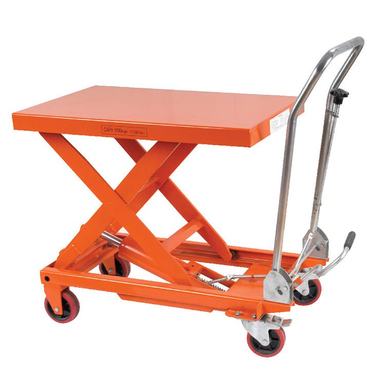 China Manufacturers Sell 730Mm Maximum Safe Lift Height Mobile Manual Hydraulic Workshop Lift